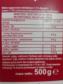 SM Gostyń Mleko zagęszczone niesłodzone 7,5 % gostyńskie 500 g