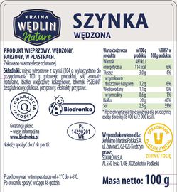 Kraina Wędlin Nature Szynka wędzona plastry 100 g