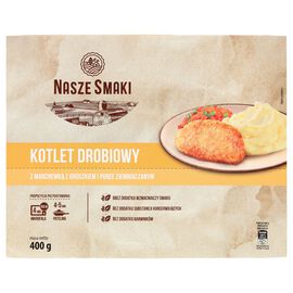 Nasze Smaki Kotlet drobiowy z marchewką z groszkiem i puree ziemniaczanym 400 g