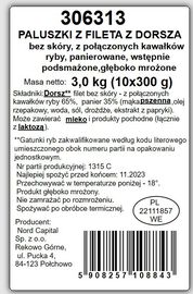 Marinero Paluszki z fileta z dorsza bez skóry panierowane 300 g