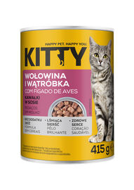 Kitty Karma pełnoporcjowa dla dorosłych kotów z wołowiną i wątróbką w sosie 415 g