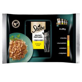 Sheba Delicacy Mokra karma dla dorosłych kotów w galaretce drobiowe smaki (4 x 85 g) 340 g
