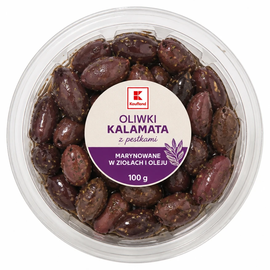 Oliwki Kalamata z pestkami marynowane w ziołach i oleju