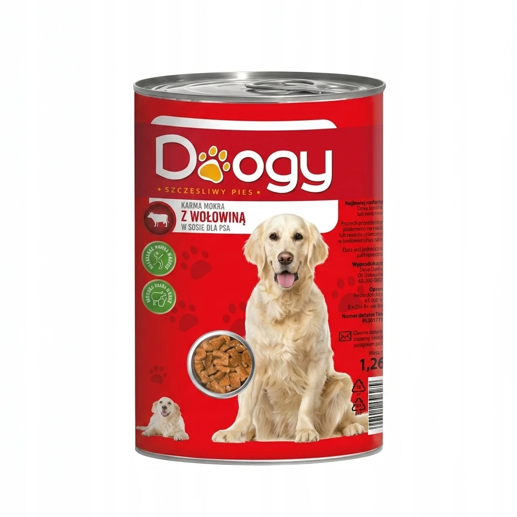 Karma dla psa mokra z wołowiną Doogy 1,26kg