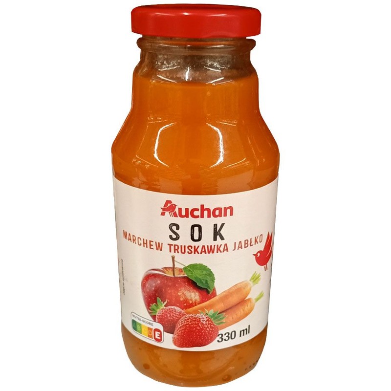 Sok marchew truskawka jabłko Auchan 330 ml