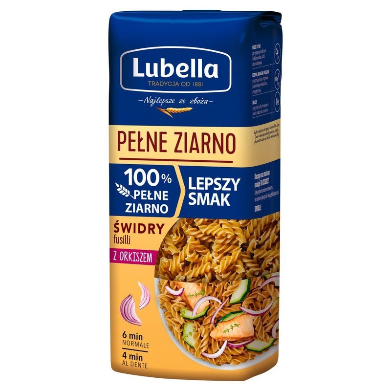 Makaron świderki pełnoziarnisty z orkiszem Lubella 400 g