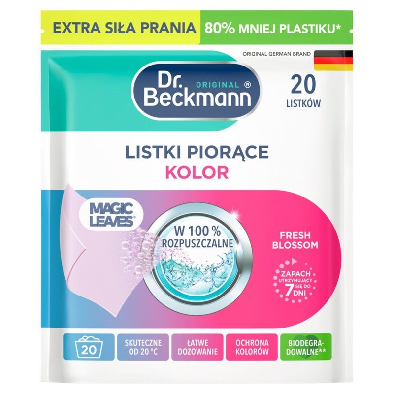 Listki do prania tkanin kolorowych Magic Leaves Dr. Beckmann  20 sztuk