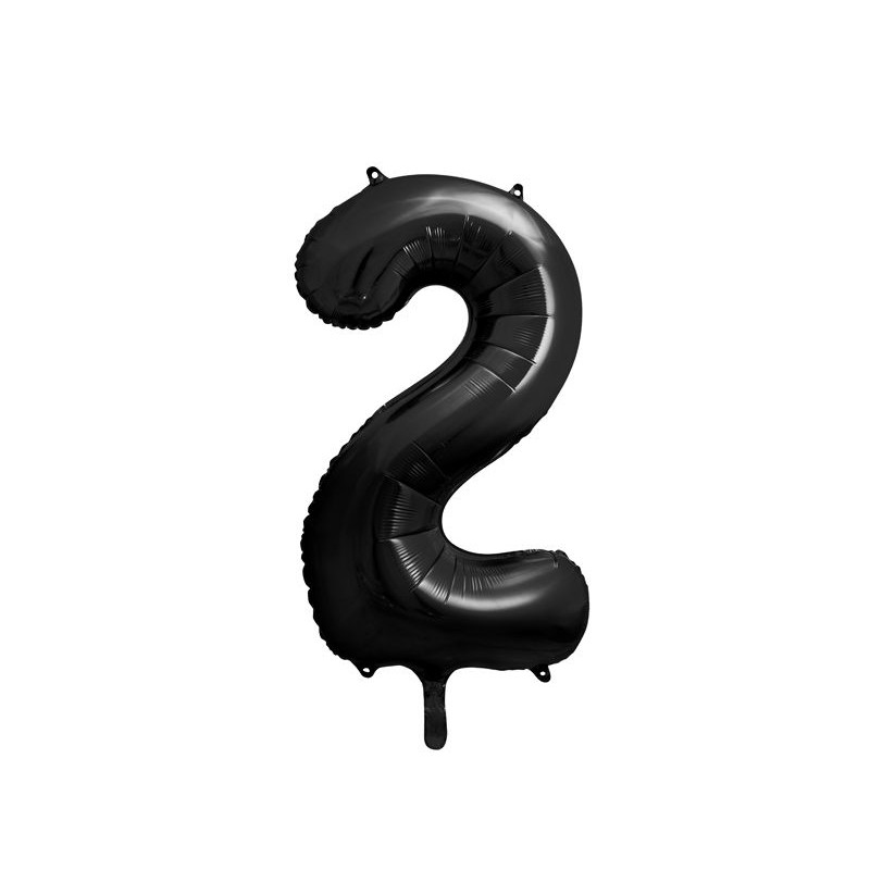 Balon foliowy Cyfra "2" czarny 86cm Party Deco 1 sztuka