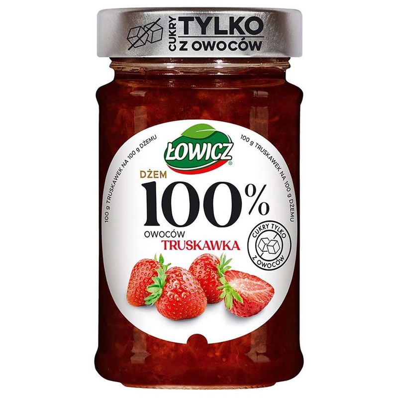 Dżem z truskawek o obniżonej zawartości cukrów Łowicz 210 g