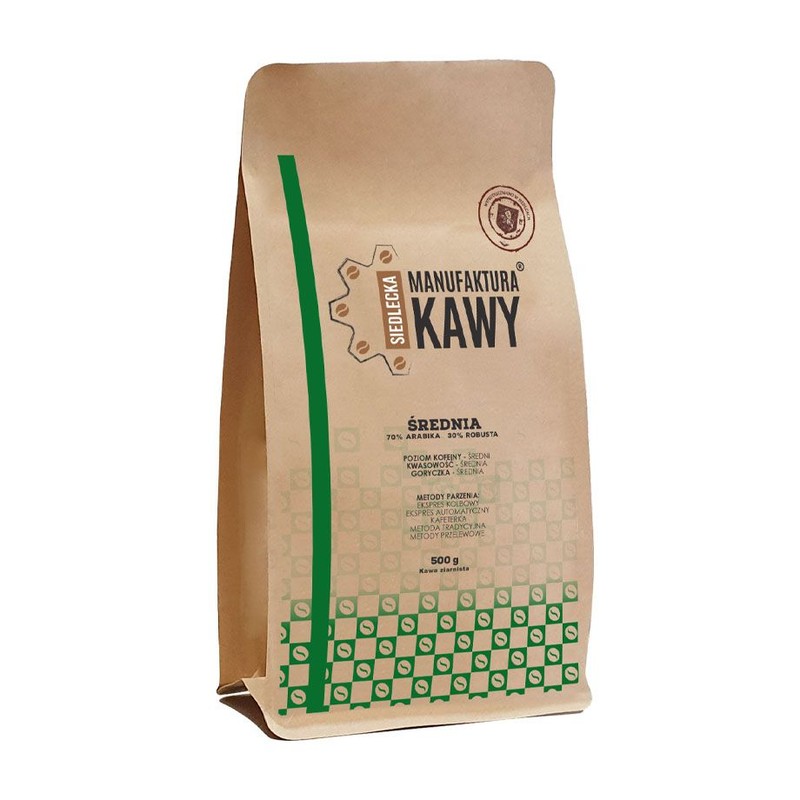 Kawa ziarnista rzemieślnicza średnia Siedlecka Manufaktura Kawy  500 g