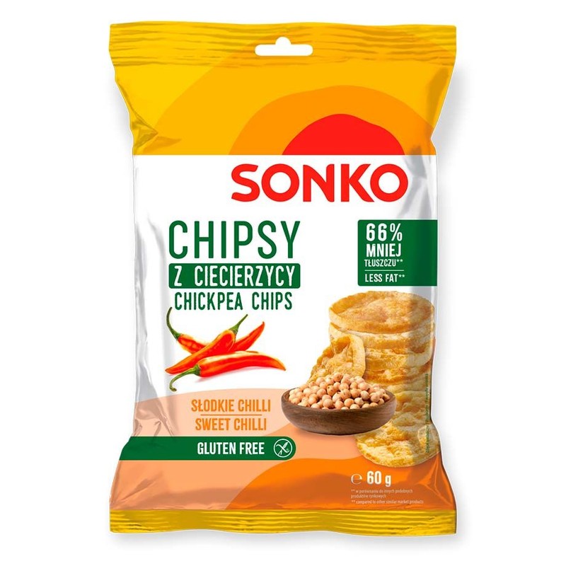 Chipsy z ciecierzycy o smaku słodkiego chili   Sonko 60 g