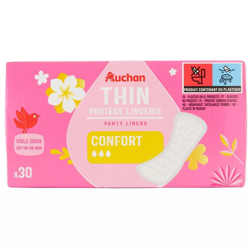 Wkładki higieniczne thin confort Auchan 30 sztuk