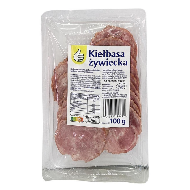 Kiełbasa żywiecka podsuszana w plastrach Auchan 100 g