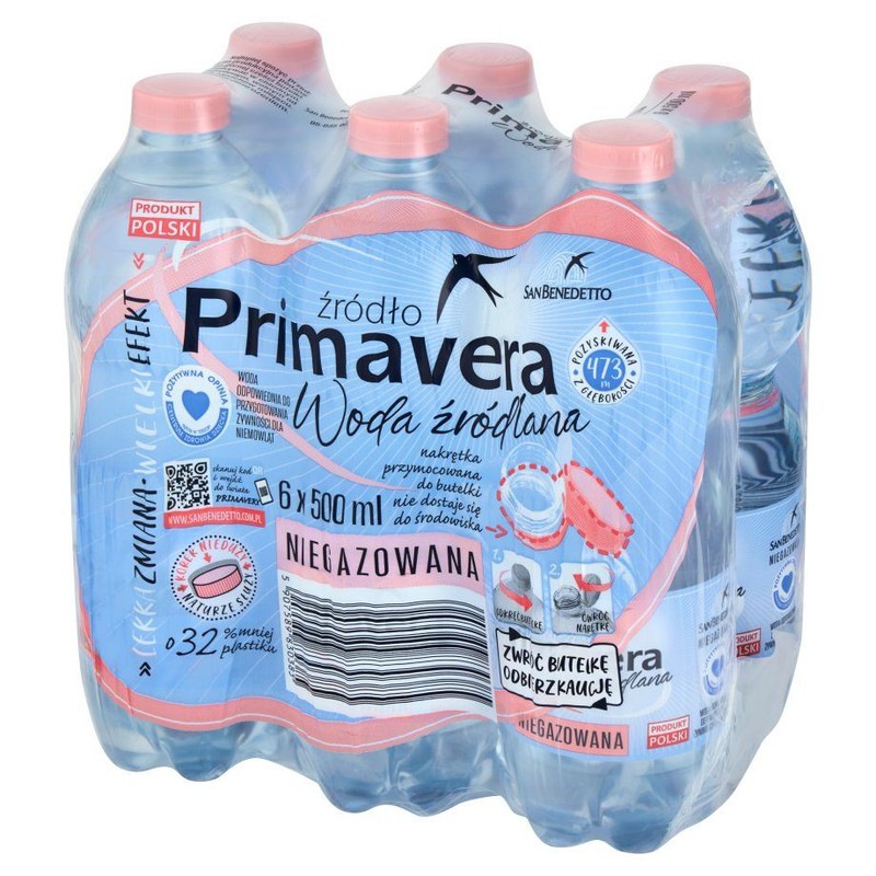 Woda źródlana niegazowana Primavera 6 x 500 ml