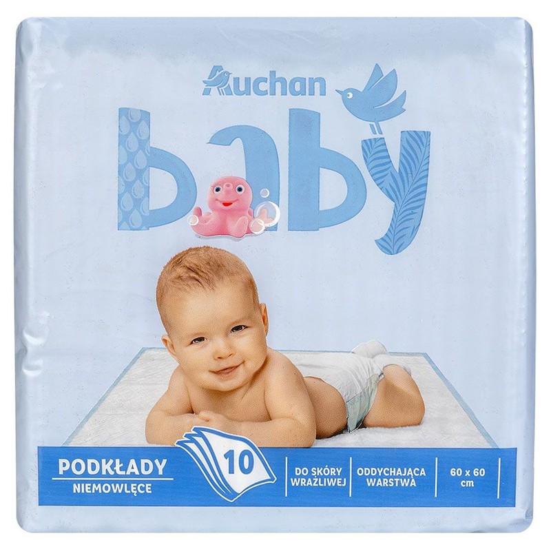 Podkłady jednorazowe 60 x 60 cm Auchan 10 sztuk