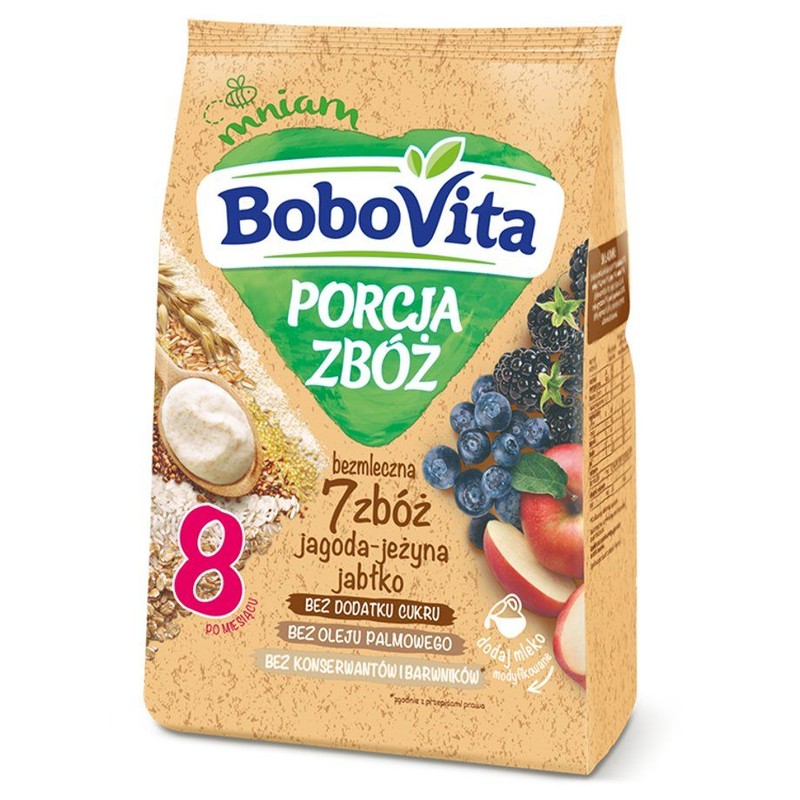 Kaszka bezmleczna 7 zbóż jagoda jeżyna jabłko po 8. miesiącu BoboVita 170 g