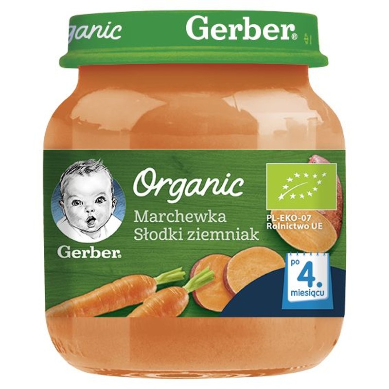 BIO Organic marchewka, słodki ziemniak po 4. miesiącu Gerber Organic 125 g
