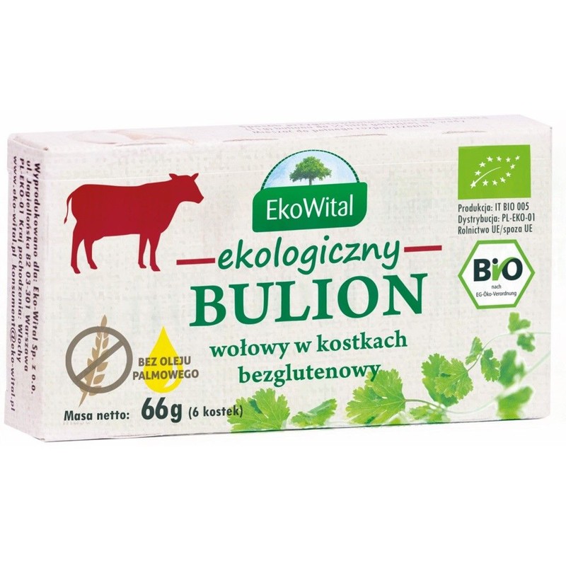 BIO Ekologiczny bulion wołowy 6 kostek EkoWital 66 g