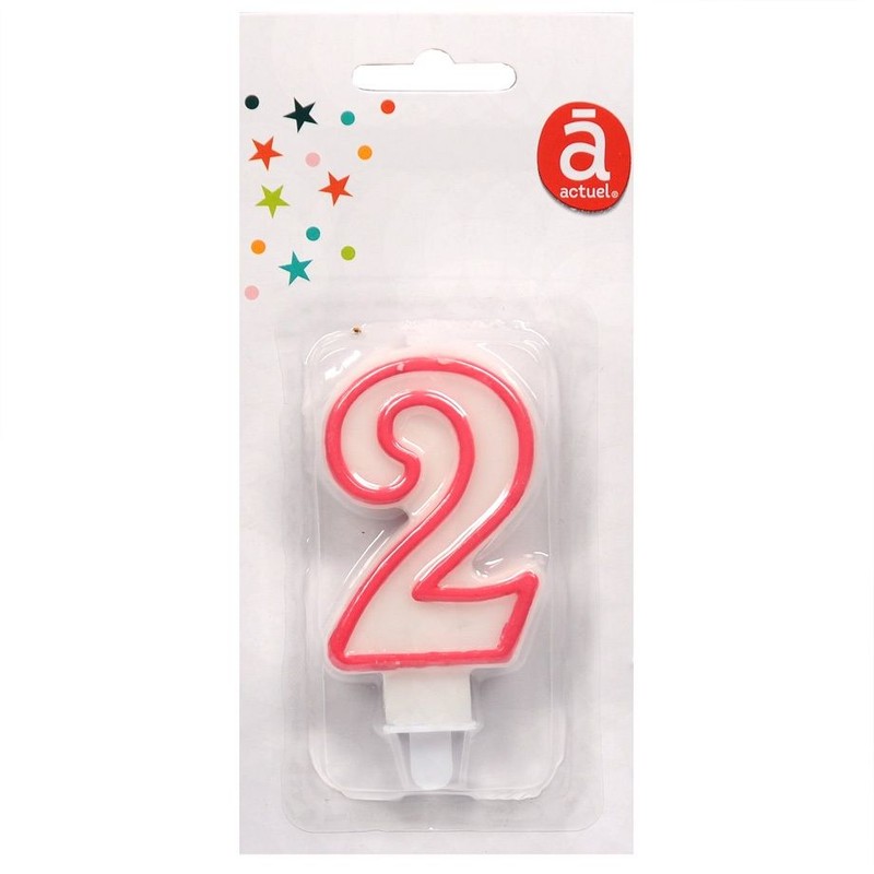 Świeczka urodzinowa "2" 7,5 cm Różowa Actuel 1 sztuka