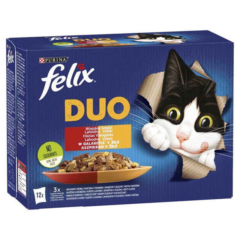 Karma mokra dla kotów mięsne smaki w galarecie Felix 12 x 85 g