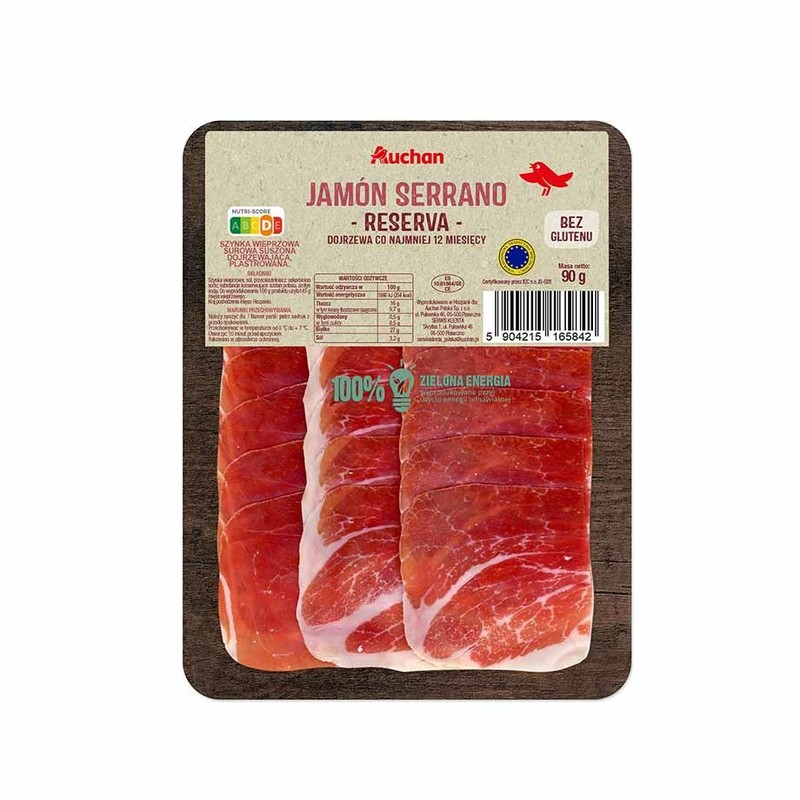 Szynka wieprzowa Jamon Serreno  Auchan 90 g