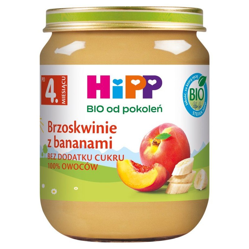 BIO Brzoskwinie z bananami po 4 miesiącu HiPP 125 g