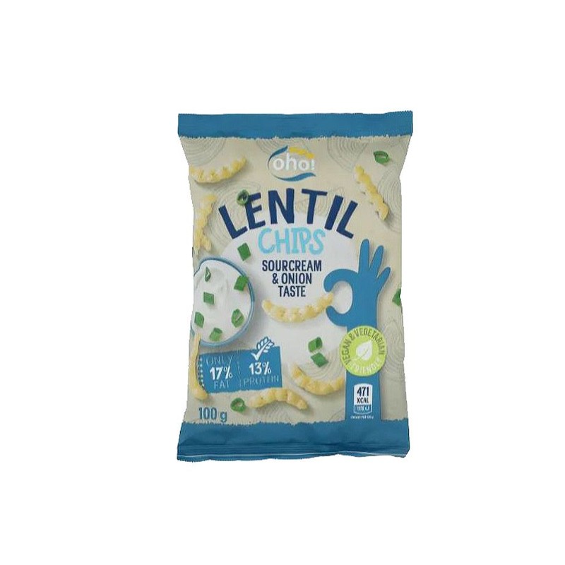 Chipsy z soczewicy ze śmietanką i cebulą oho! 100 g