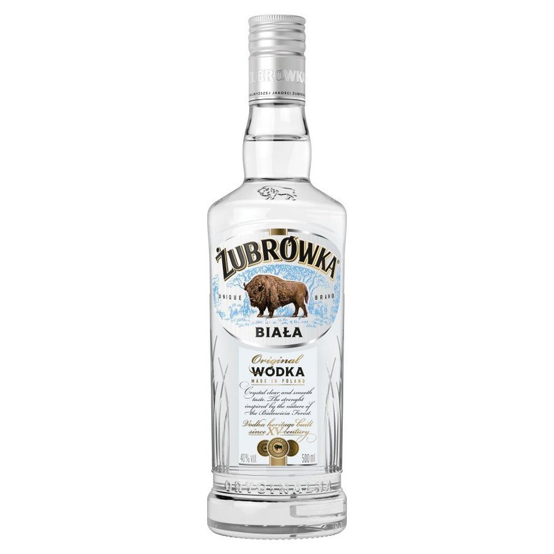 Żubrówka Biała wódka alk. 40% obj. Żubrówka 500 ml