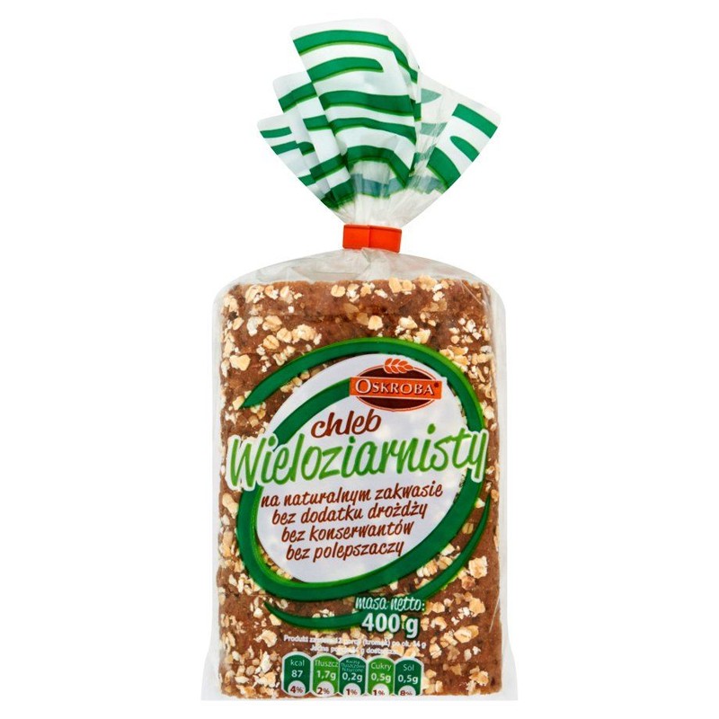 Chleb żytni razowy z ziarnami krojony Oskroba 400 g