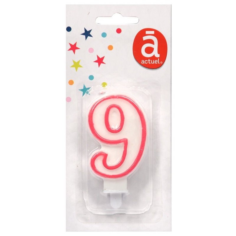 Świeczka urodzinowa "9" 7,5 cm Różowa Actuel 1 sztuka