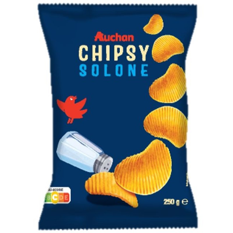 Chipsy karbowane solone   Auchan 250 g