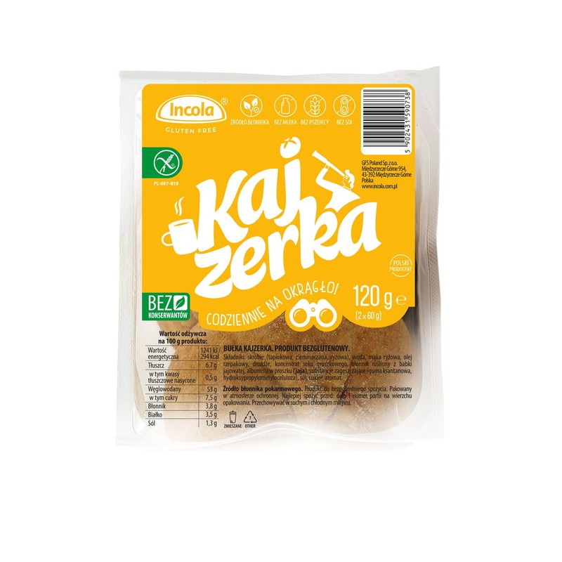 Bułki kajzerki 2 szt. Bezglutenowe Incola 2 x 60 g