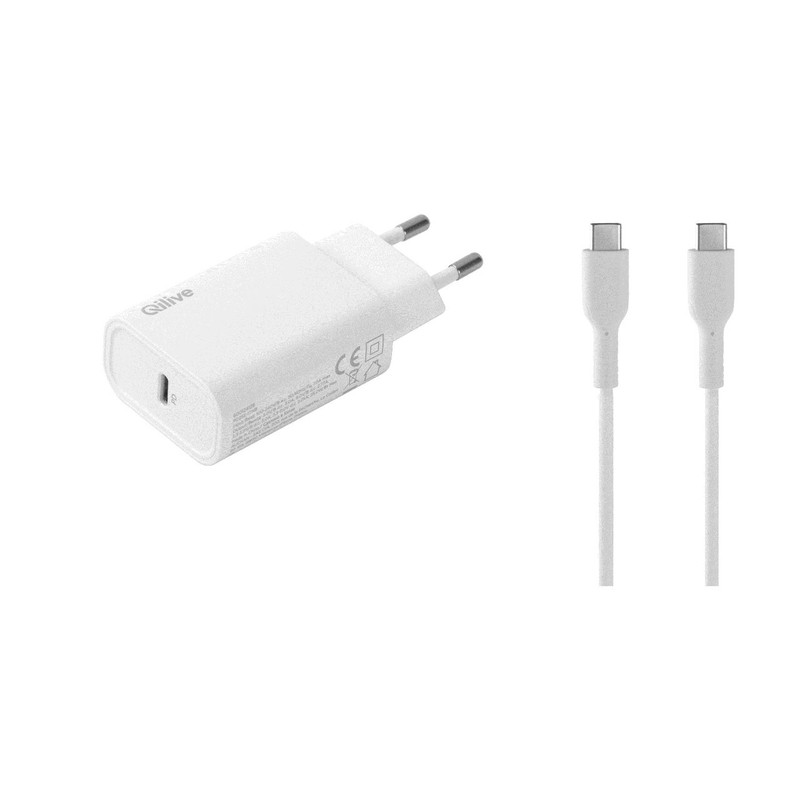 Ładowarka sieciowa USB-C 25W kabel USB-C białe Qilive 1 sztuka