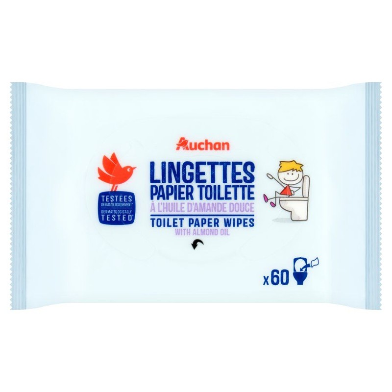 Papier toaletowy dla dzieci z olejkiem migdałowym Auchan 60 sztuk