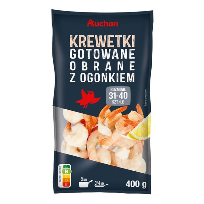 Krewetki białe gotowane 31-40   Auchan 400 g