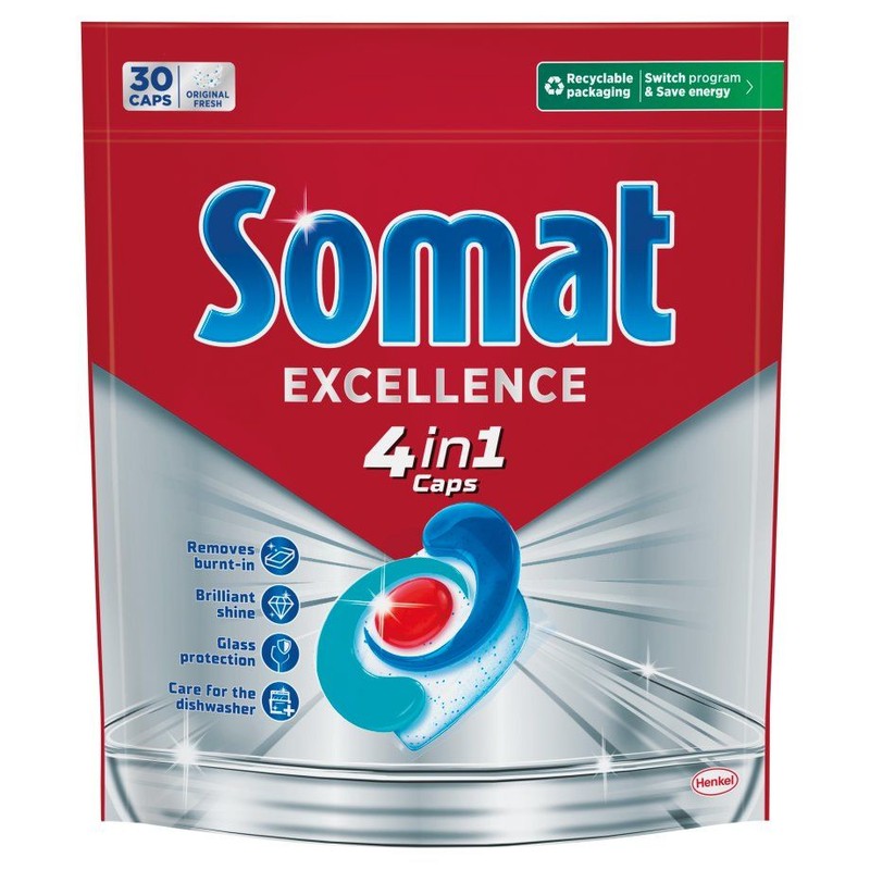 Kaspułki do zmywarki Excellence 4in1   Somat 30 kapsułek