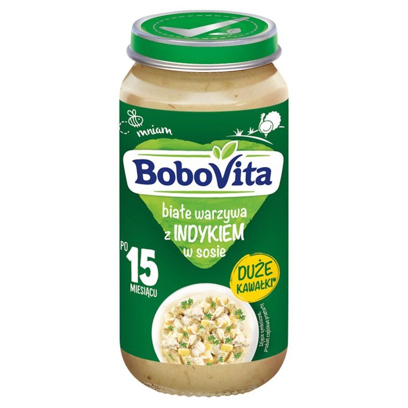 Białe warzywa z indykiem w sosie po 15 miesiącu BoboVita 250 g