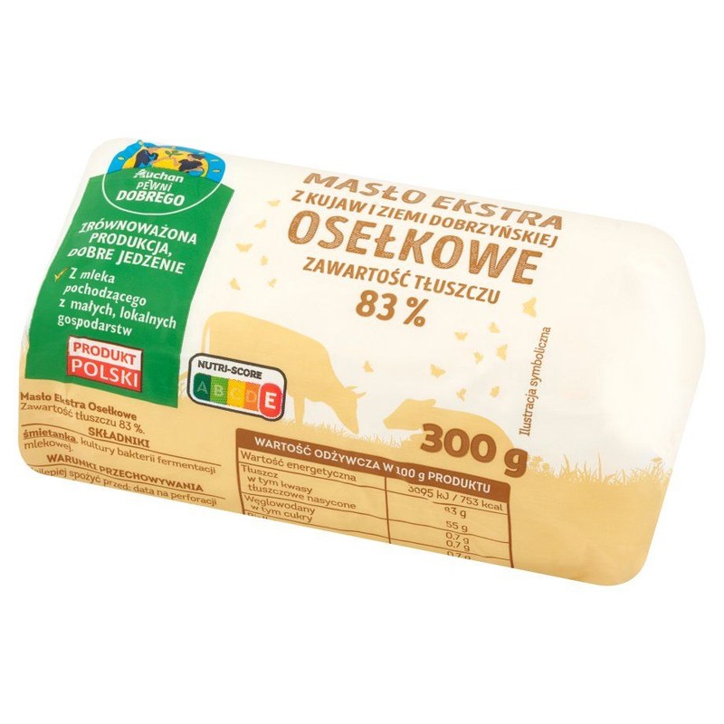 Masło ekstra osełkowe 83% tłuszczu Pewni Dobrego 300 g