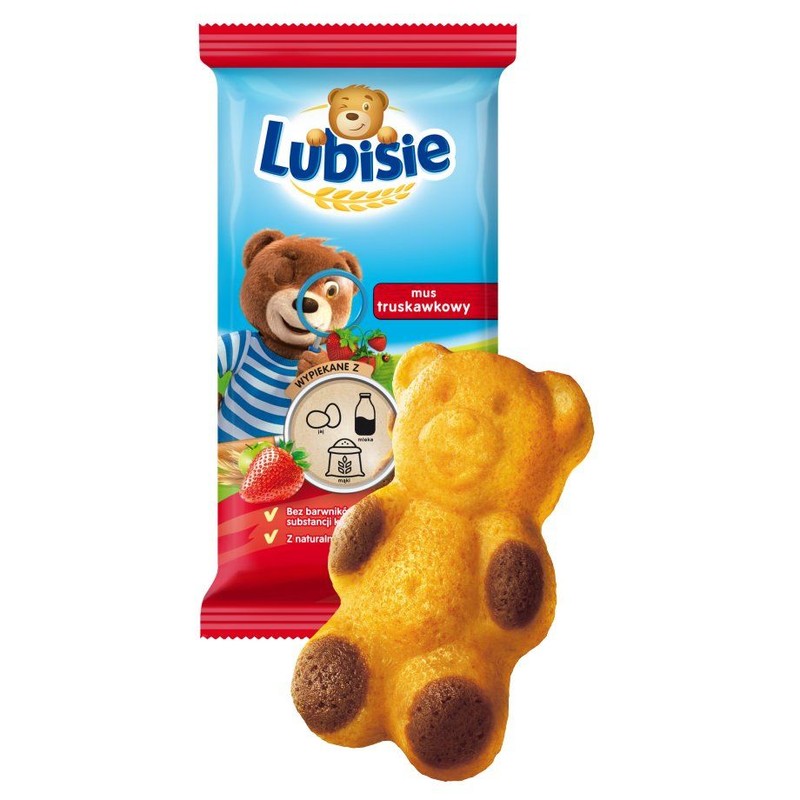 Ciastko biszkoptowe z nadzieniem truskawkowym  Lubisie 30 g