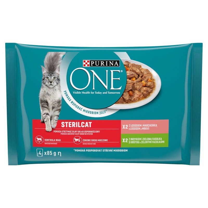 Sterilcat karma dla kotów sterylizowanych łosoś PURINA ONE 4 x 85 g