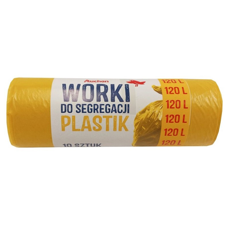 Worki do segregacji śmieci 120L plastik Auchan 10 sztuk