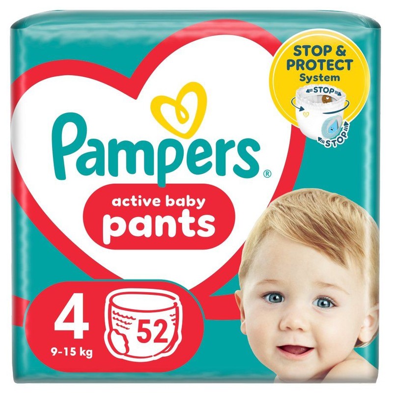 Pieluchomajtki 4 9-15 kg Pampers 52 sztuki