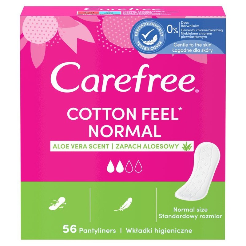 Wkładki higieniczne Cotton Feel normal zapach aloesowy Carefree 56 sztuk