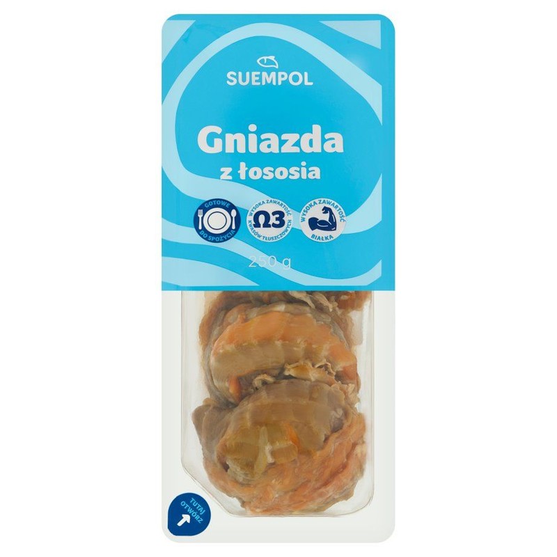 Gniazda z łososia norweskiego wędzone na gorąco Suempol 250 g