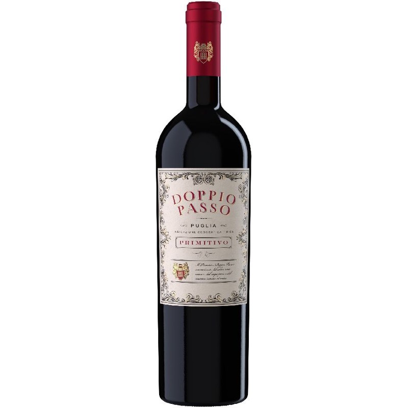 Wino włoskie czerwone wytrawne Puglia Primitivo alk. 13,0% obj. Doppio Passo  750 ml