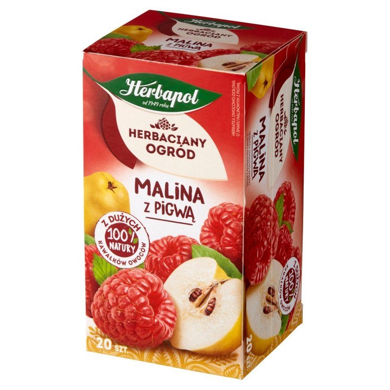 Herbatka owocowo-ziołowa o smaku malinowym z pigwą Herbapol 20 torebek
