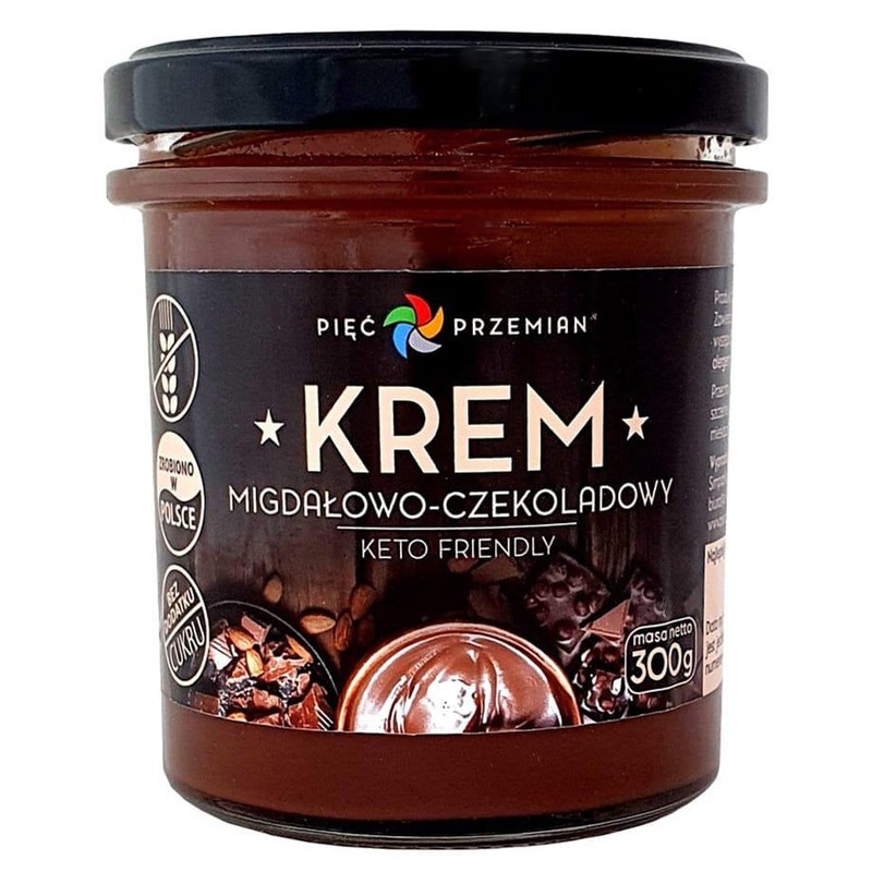 KETO Krem migdałowo-czekoladowy bez dodatku cukru i glutenu Pięć Przemian 300 g