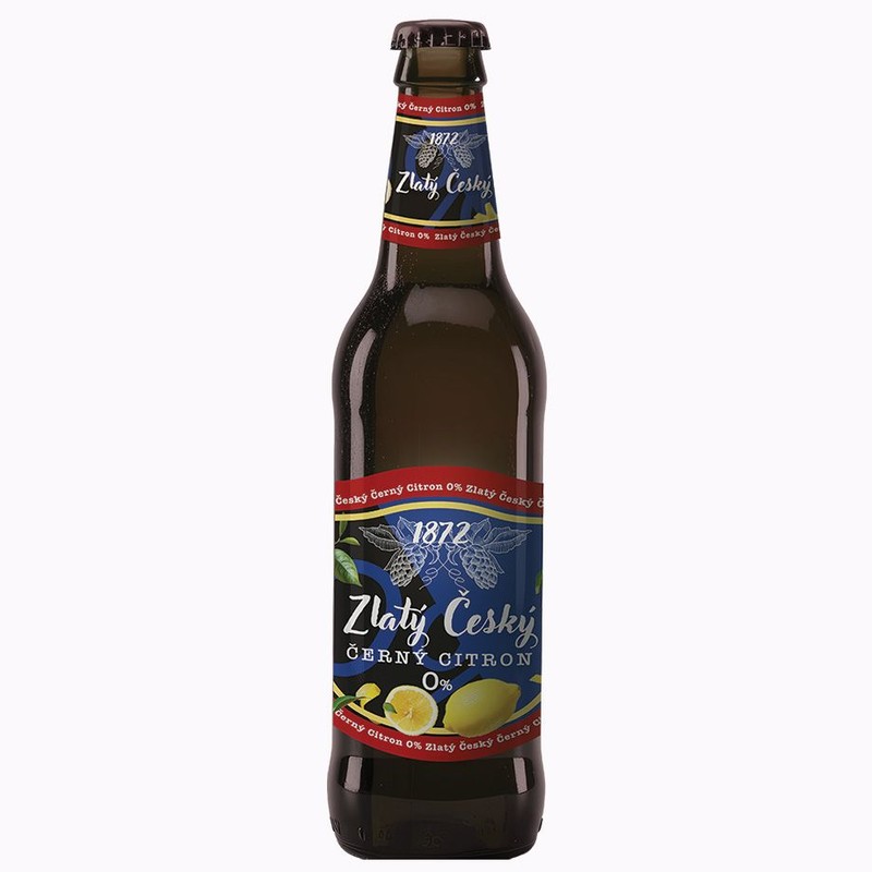 Piwo czeskie smakowe bezalkoholowe Cerny Citron o smaku cytrynowym alk. 0,0% obj. Zlaty Cesky 500 ml