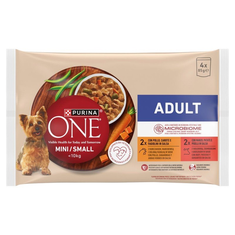 Karma mokra dla psów Adult 2 x kurczak, 2 x wołowina Purina 4 x 85 g