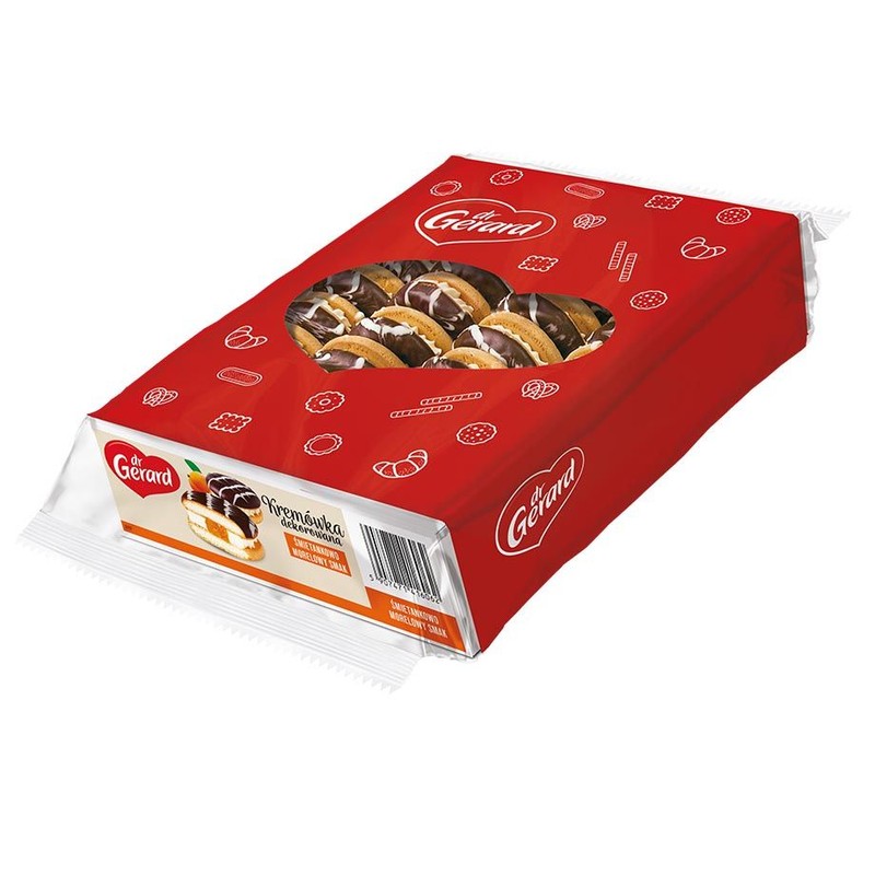 Kremówka dekorowana śmietankowo-morelowa Dr Gerard 720 g